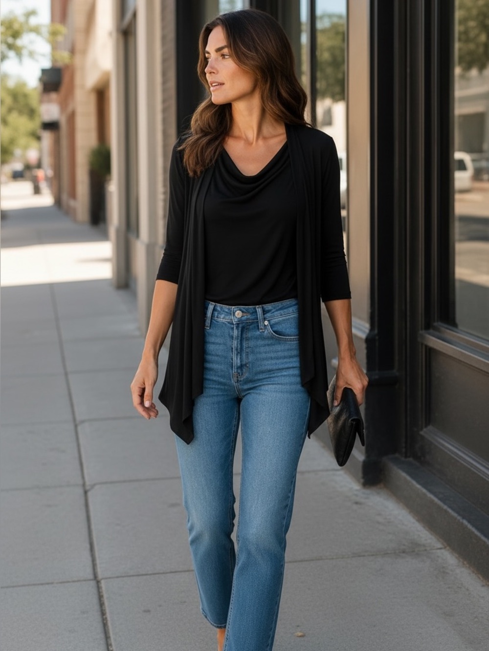 White House Black Market Black Cardigan With Attached Top